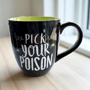 Pick Your Poison Novelty Coffee Mug Cup Black Green Halloween Spider